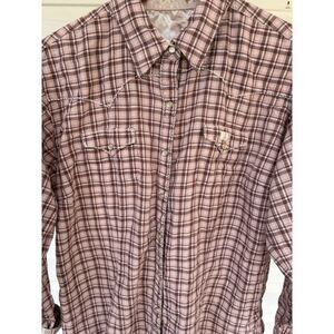 Ultra Flirt Western Pearl Snap Satin Cuff Plaid Shirt XL Cowgirl Rodeo Country